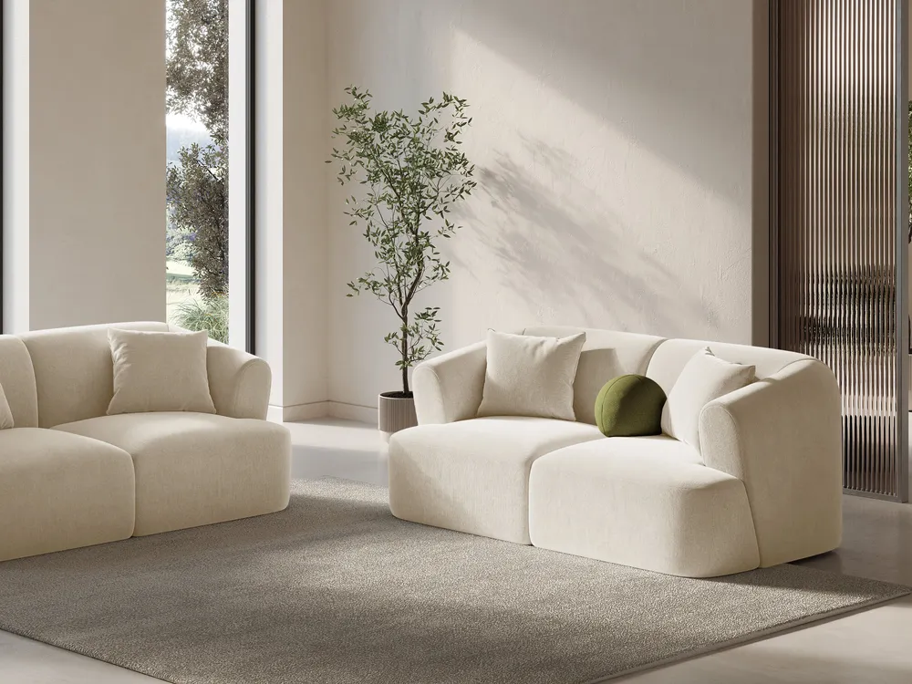 Sofa sametová 2-osobová CAMPI světle béžová