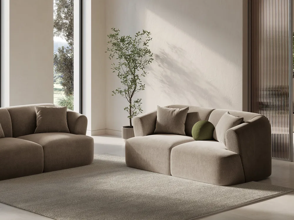Sofa sametová 2-osobová CAMPI tmavě béžová