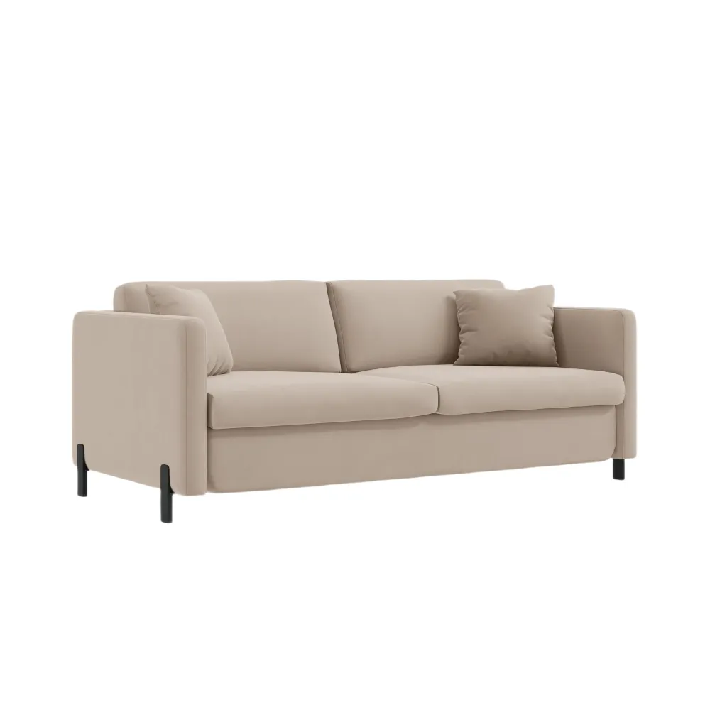 Sofa sametová 2-osobová s funkcí spaní GLORIA béžová