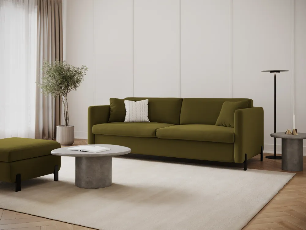 Sofa sametová 2-osobová s funkcí spaní GLORIA zelená