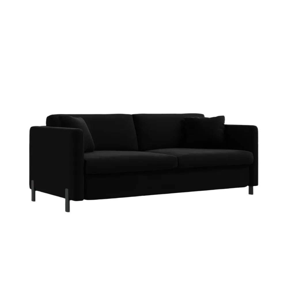 Sofa sametová 2-osobová s funkcí spaní GLORIA černá