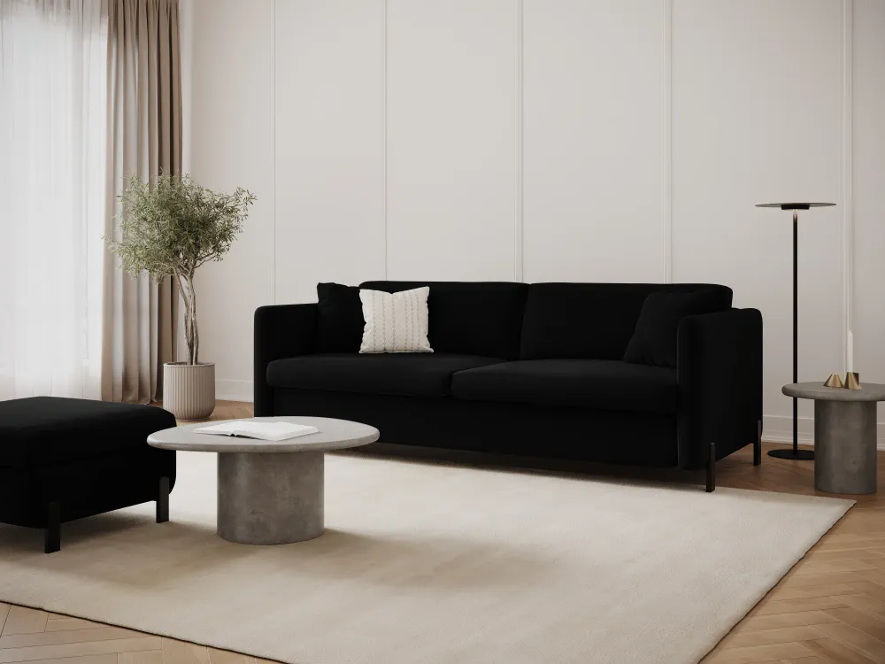 Sofa sametová 2-osobová s funkcí spaní GLORIA černá