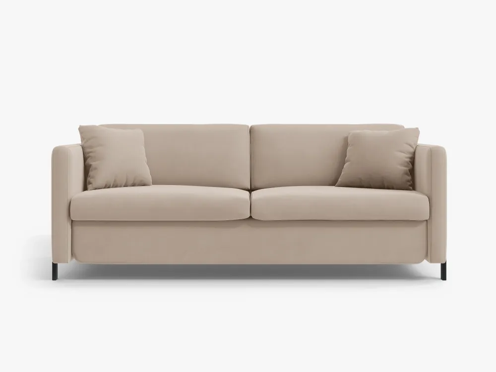 Sofa sametová 2-osobová s funkcí spaní GLORIA béžová