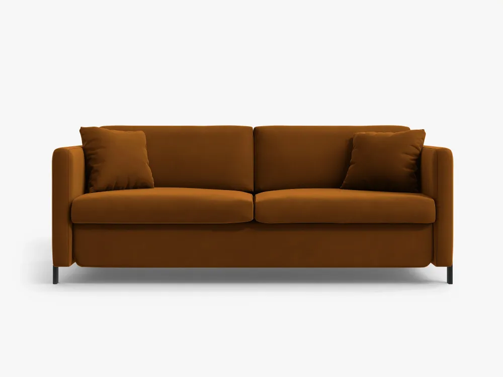 Sofa sametová 2-osobová s funkcí spaní GLORIA hnědá