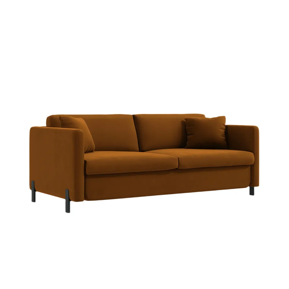 Sofa sametová 2-osobová s funkcí spaní GLORIA hnědá
