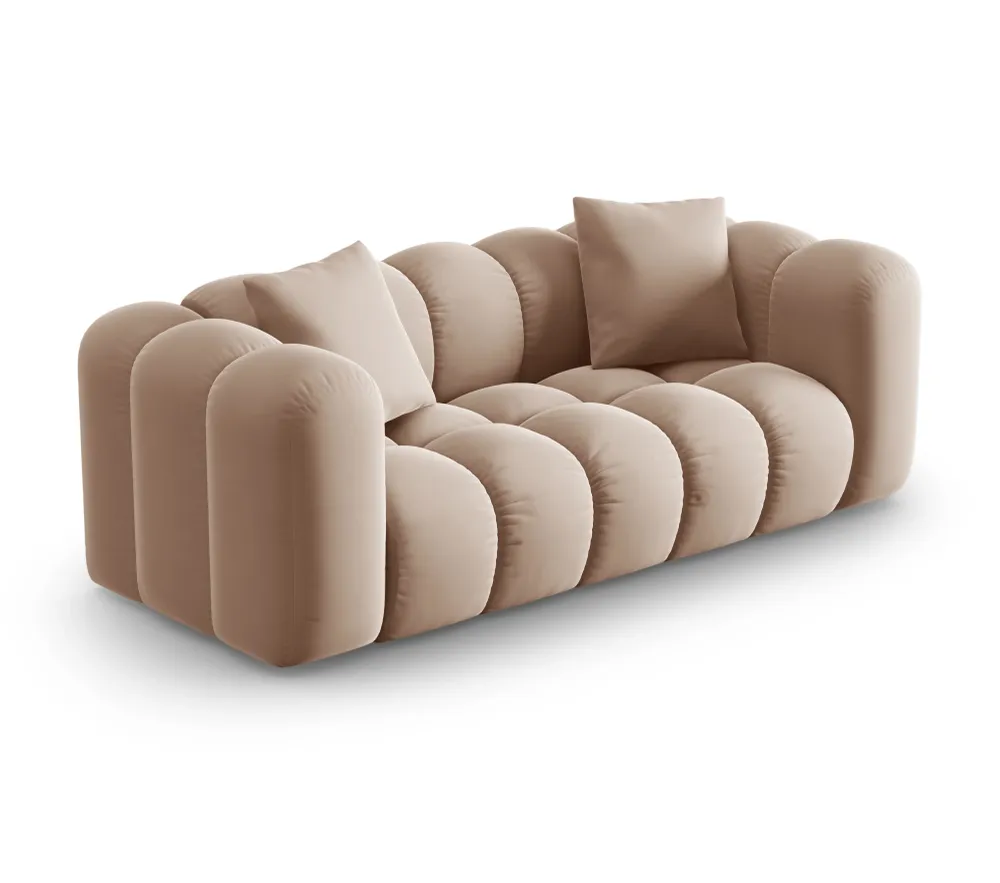 Sofa sametová 2-osobová HALLEY béžová