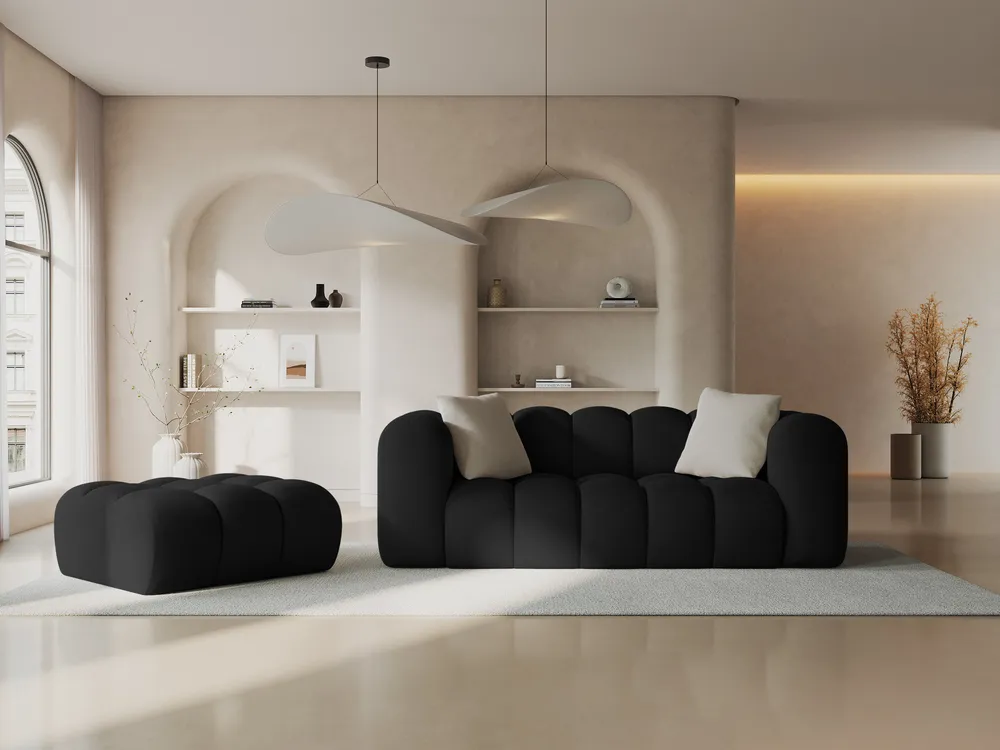Sofa sametová 2-osobová HALLEY černá