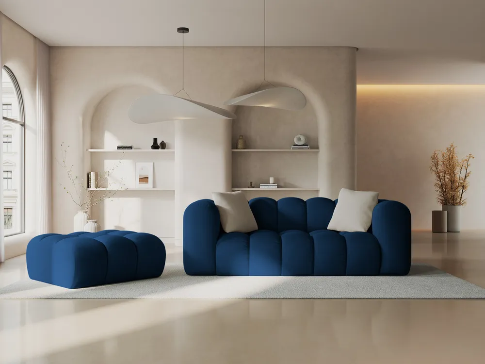 Sofa sametová 2-osobová HALLEY královská modrá