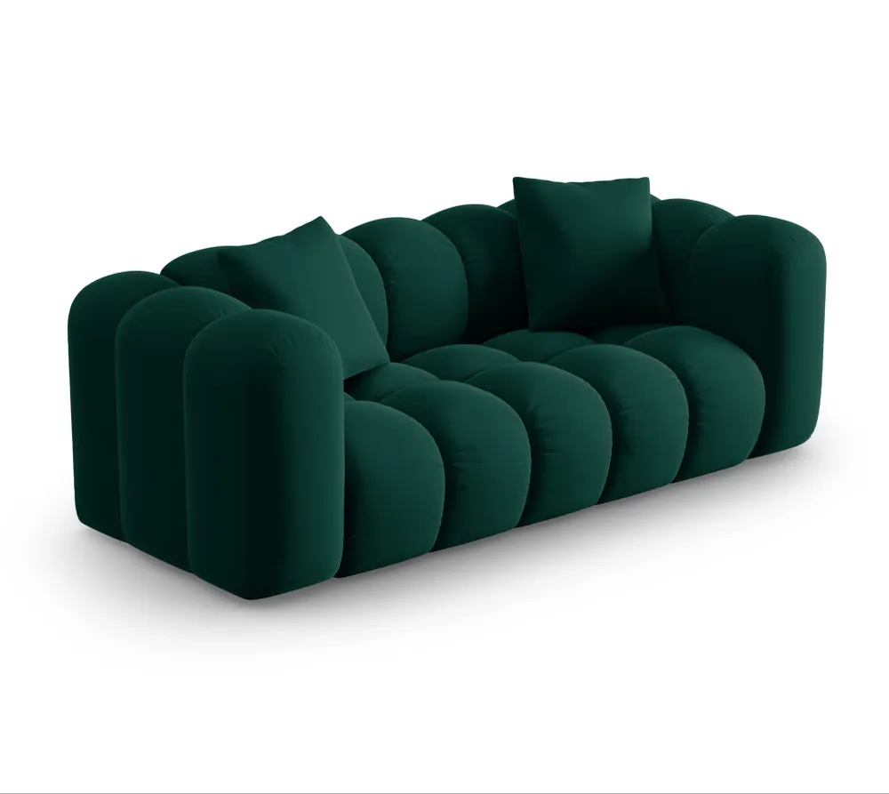 Sofa sametová 2-osobová HALLEY lahvově zelená