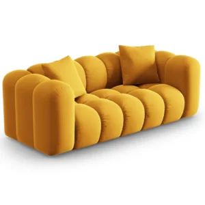 Sofa sametová 2-osobová HALLEY žlutá