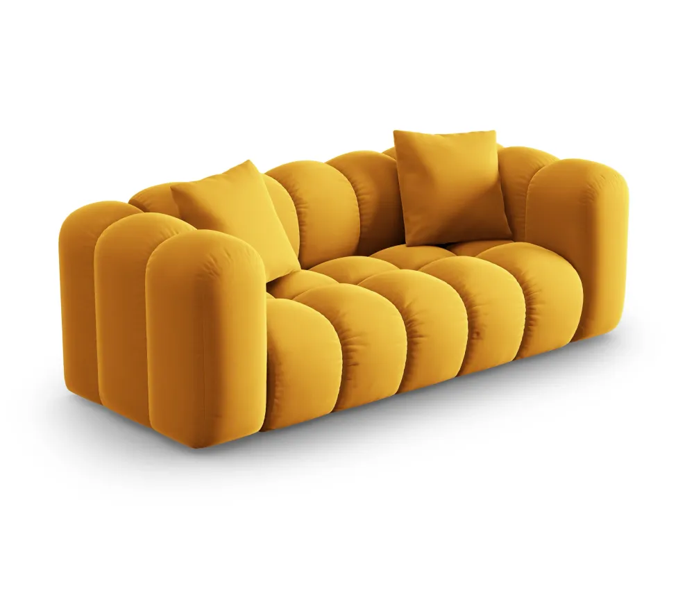 Sofa sametová 2-osobová HALLEY žlutá