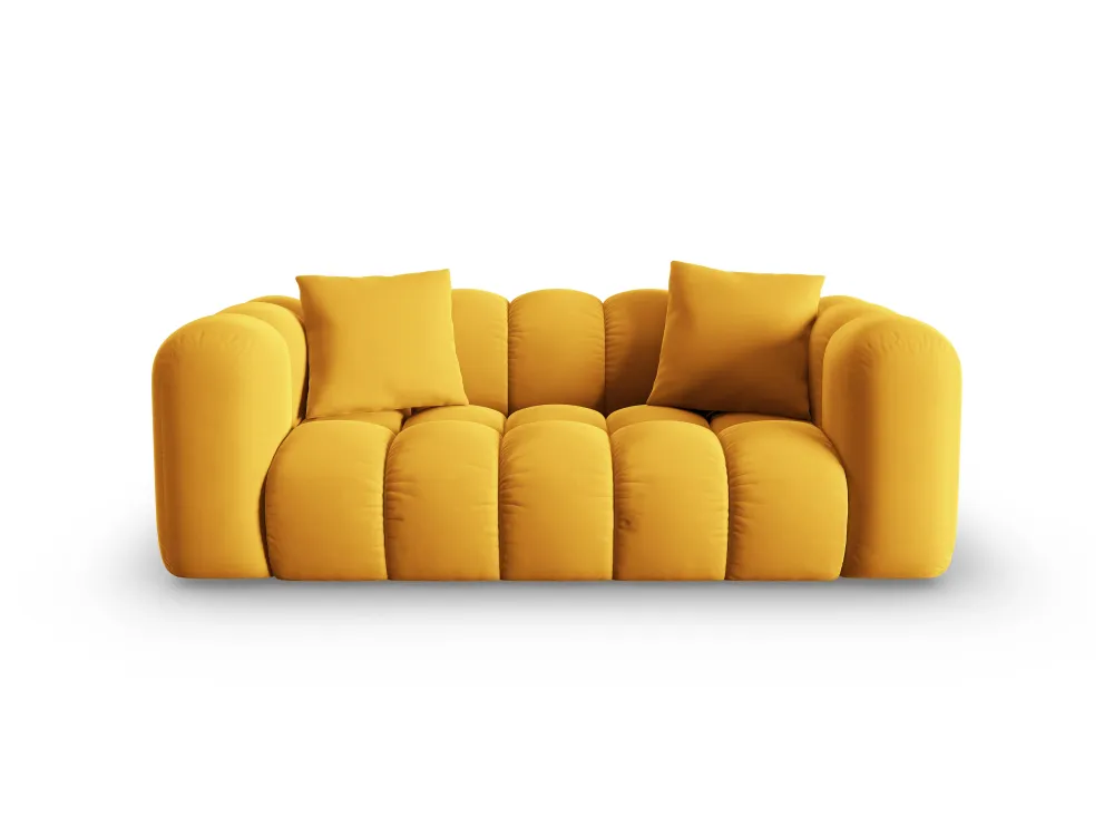 Sofa sametová 2-osobová HALLEY žlutá