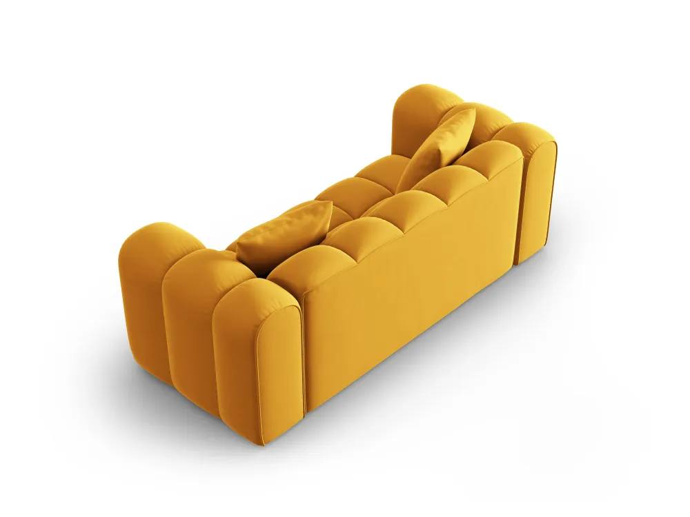 Sofa sametová 2-osobová HALLEY žlutá