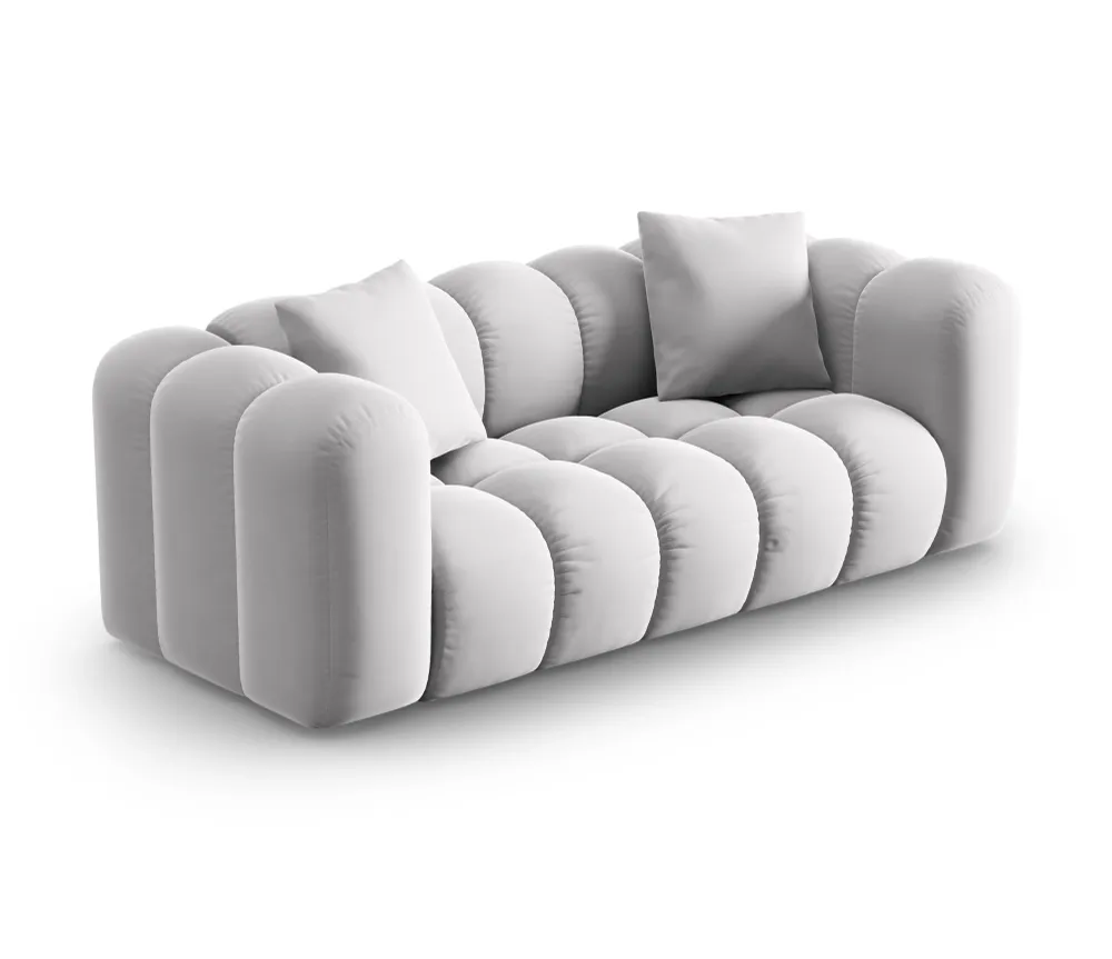 Sofa sametová 2-osobová HALLEY stříbrná