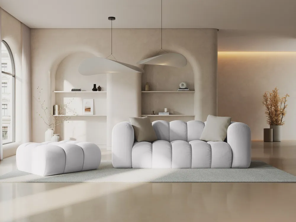 Sofa sametová 2-osobová HALLEY stříbrná