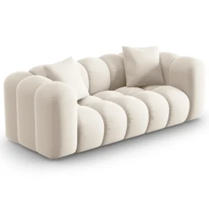 Sofa sametová 2-osobová HALLEY světle béžová