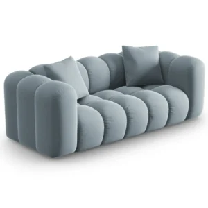 Sofa sametová 2-osobová HALLEY světle modrá