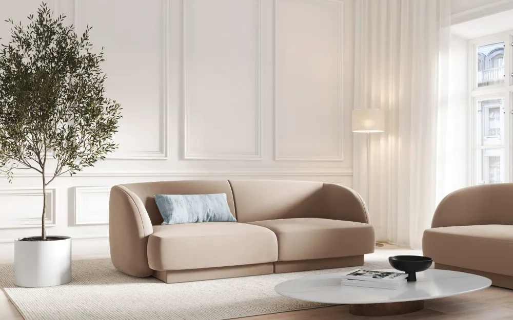 Sofa sametová 2-osobová MILEY cappuccino