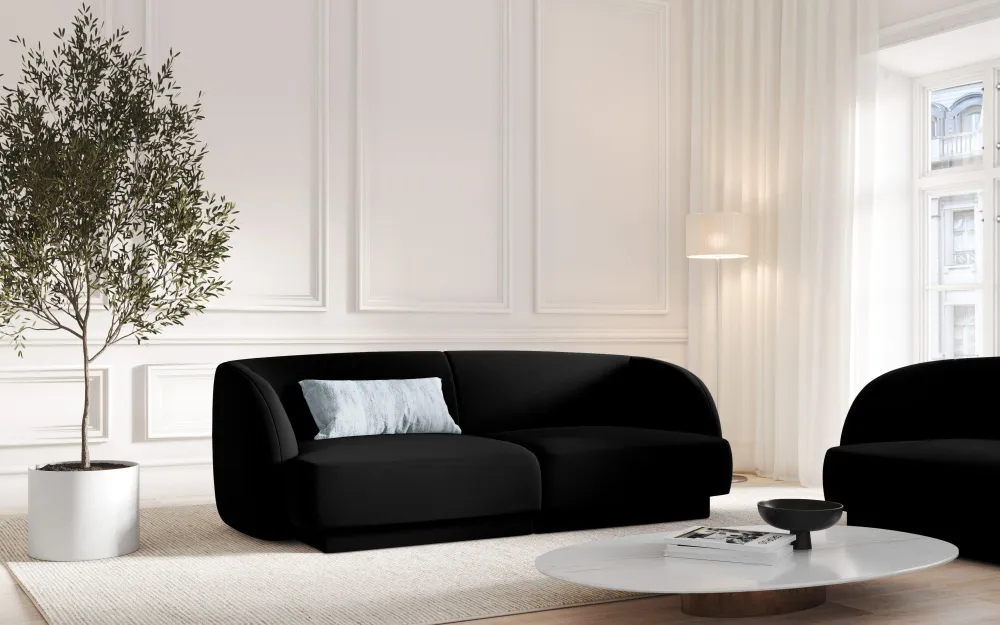 Sofa sametová 2-osobová MILEY černá