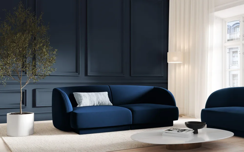 Sofa sametová 2-osobová MILEY královská modrá