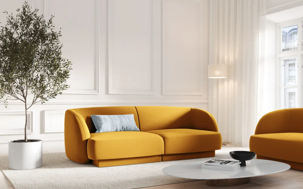 Sofa sametová 2-osobová MILEY žlutá