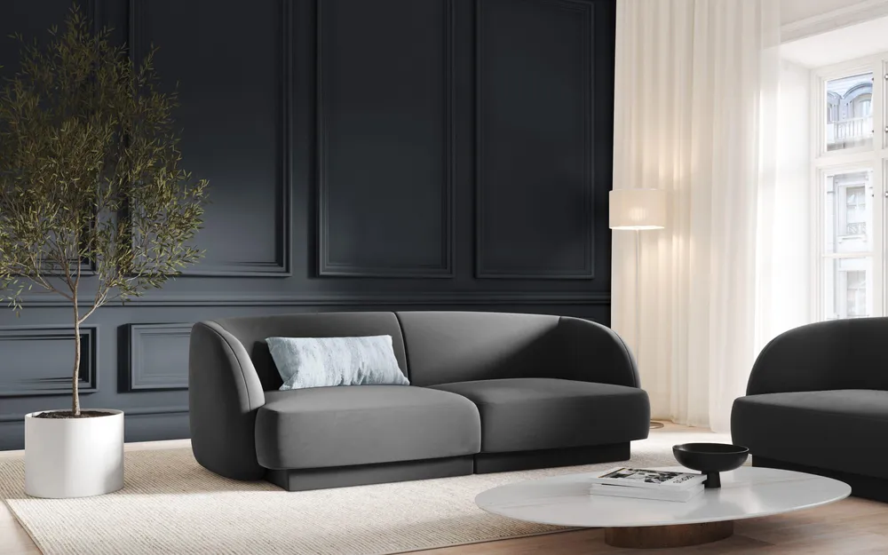 Sofa sametová 2-osobová MILEY tmavě šedá