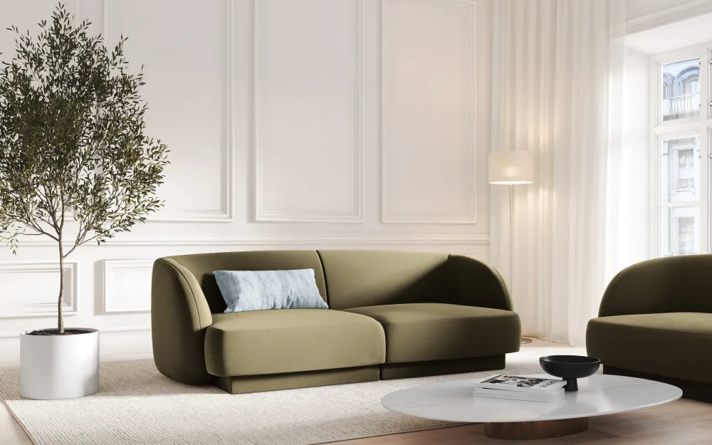 Sofa sametová 2-osobová MILEY zelená