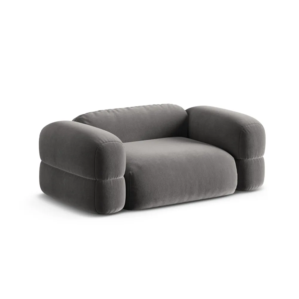 Sofa sametová 2-osobová ROGER šedá