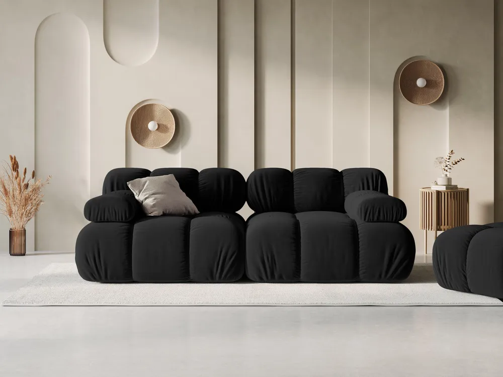 Sofa sametová 2-osobová TROPEA černá