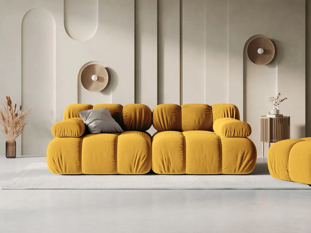Sofa sametová 2-osobová TROPEA hořčicová