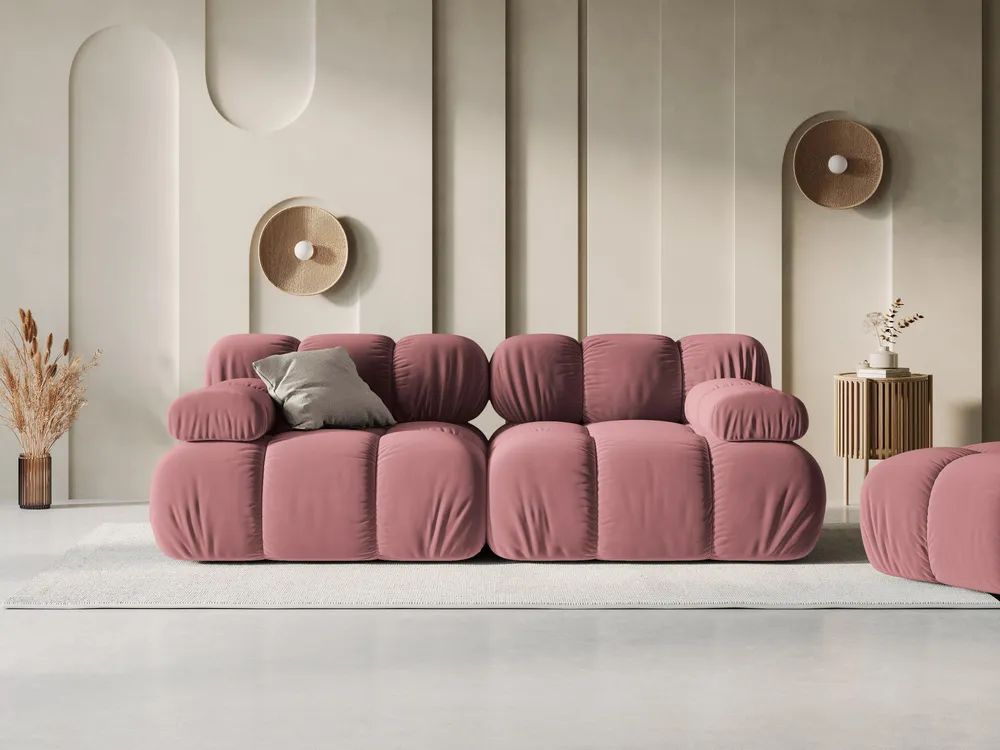 Sofa sametová 2-osobová TROPEA růžová