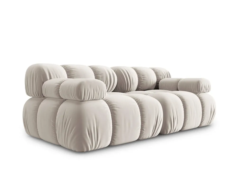 Sofa sametová 2-osobová TROPEA světle béžová