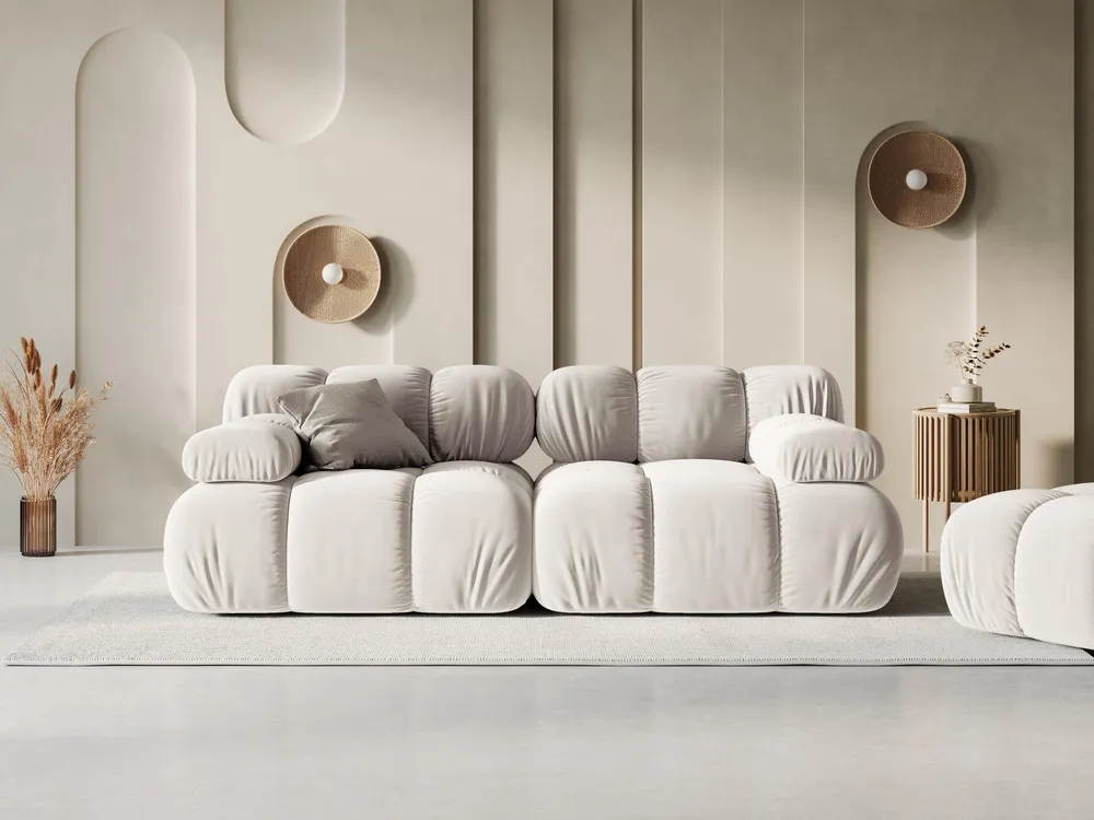 Sofa sametová 2-osobová TROPEA světle béžová