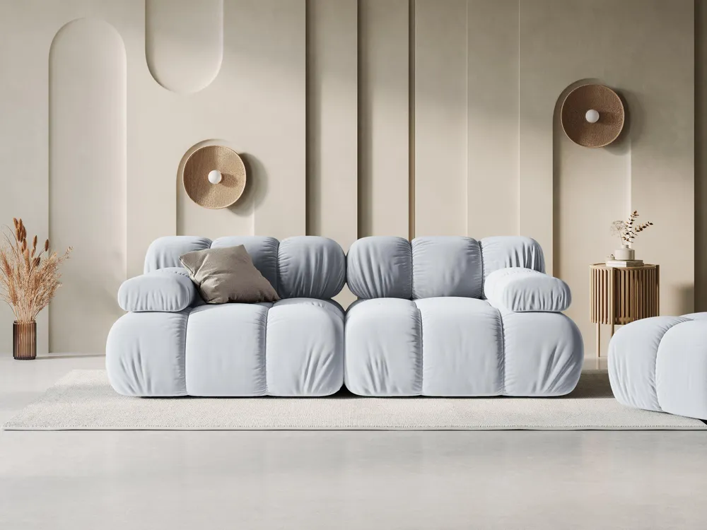Sofa sametová 2-osobová TROPEA světle modrá