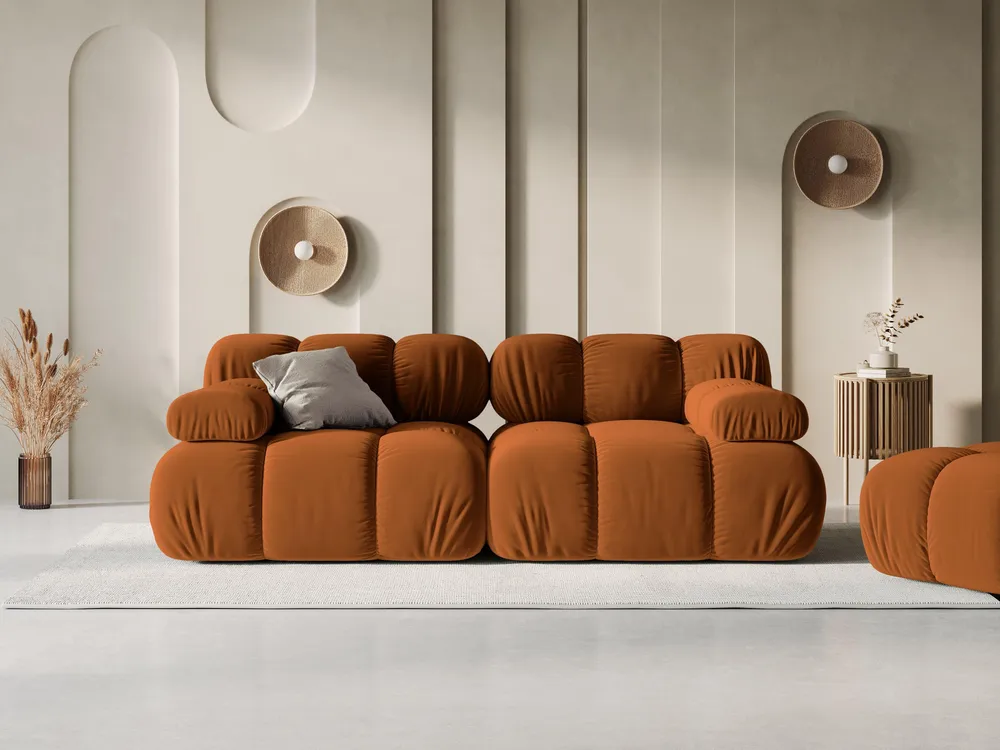 Sofa sametová 2-osobová TROPEA terakota