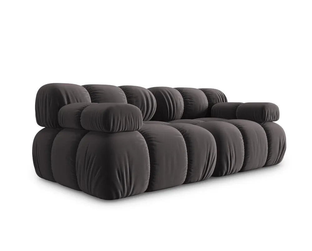 Sofa sametová 2-osobová TROPEA tmavě šedá