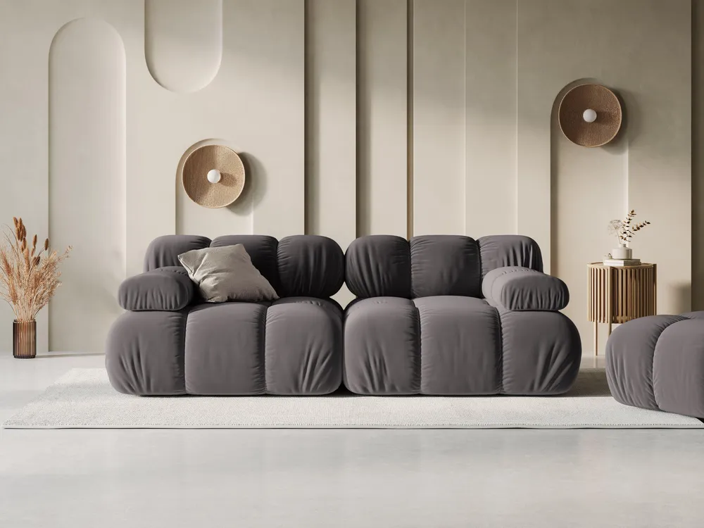 Sofa sametová 2-osobová TROPEA tmavě šedá