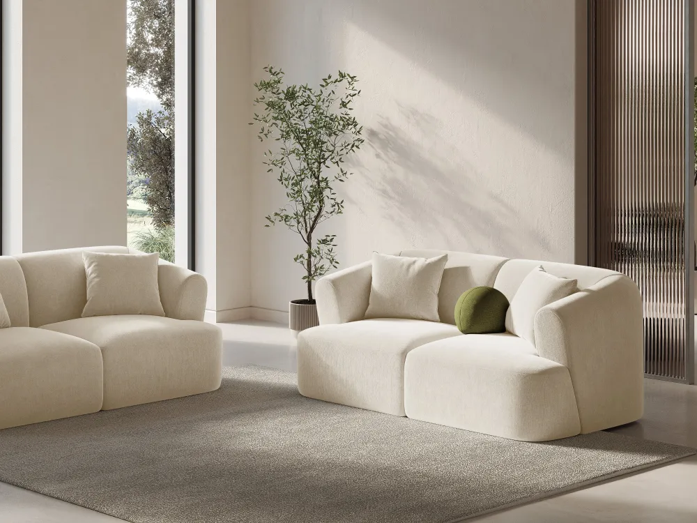 Sofa sametová 3-místná CAMPI tmavě béžová