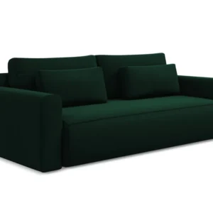 Sofa sametová 3-místná s funkcí spaní KAPUA lahvově zelená