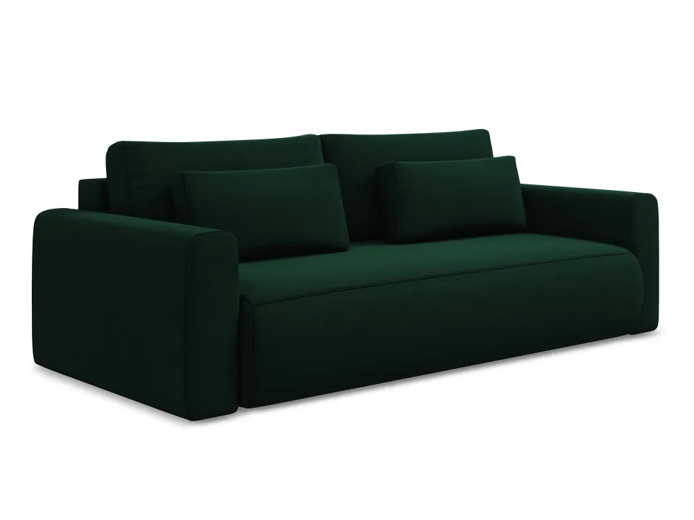 Sofa sametová 3-místná s funkcí spaní KAPUA lahvově zelená
