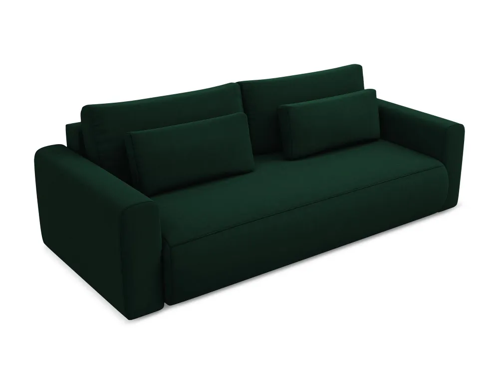 Sofa sametová 3-místná s funkcí spaní KAPUA lahvově zelená