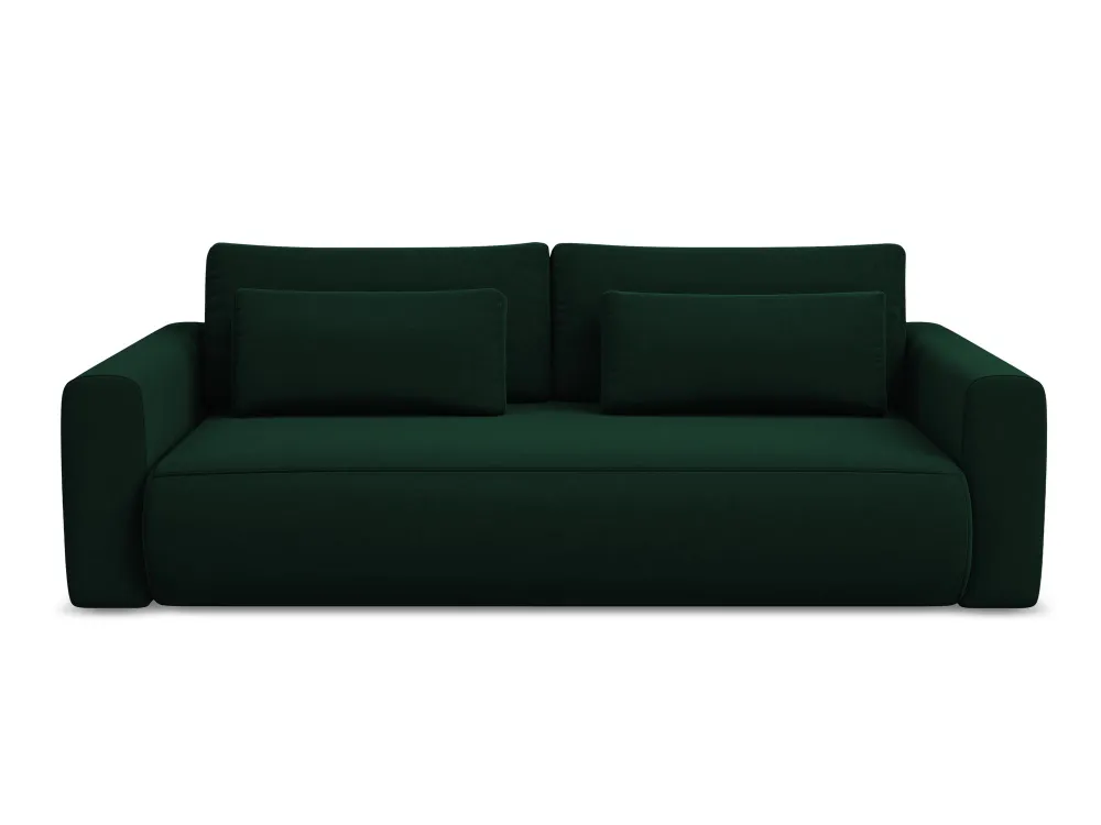 Sofa sametová 3-místná s funkcí spaní KAPUA lahvově zelená