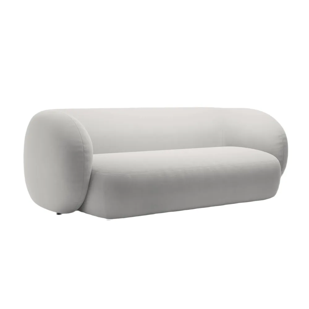 Sofa sametová 3-místná KATE světle šedá