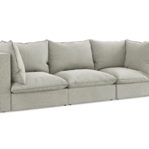 Sofa sametová 3-místná MANAO světle šedá