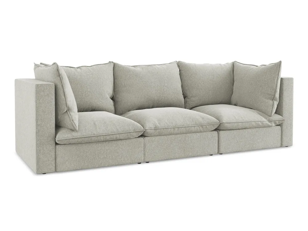 Sofa sametová 3-místná MANAO světle šedá