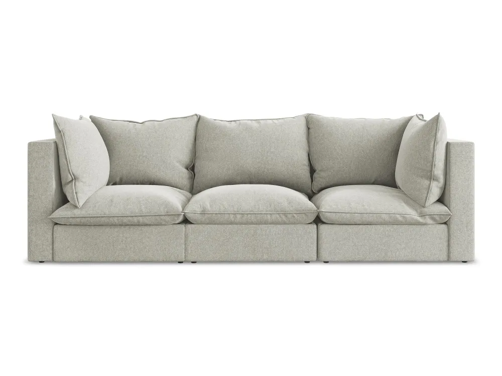 Sofa sametová 3-místná MANAO světle šedá