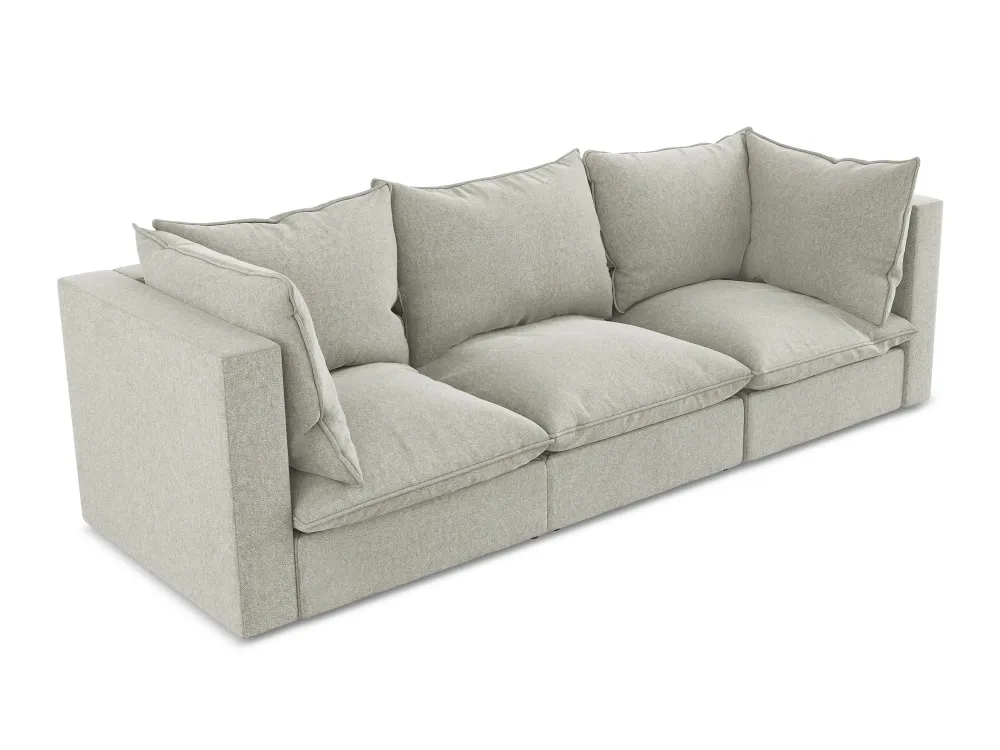 Sofa sametová 3-místná MANAO světle šedá