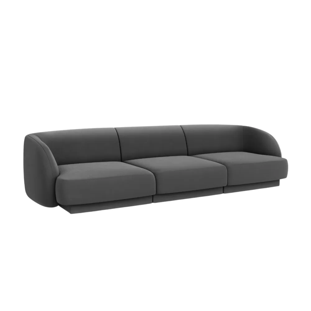 Sofa sametová 3-místná MILEY tmavě šedá