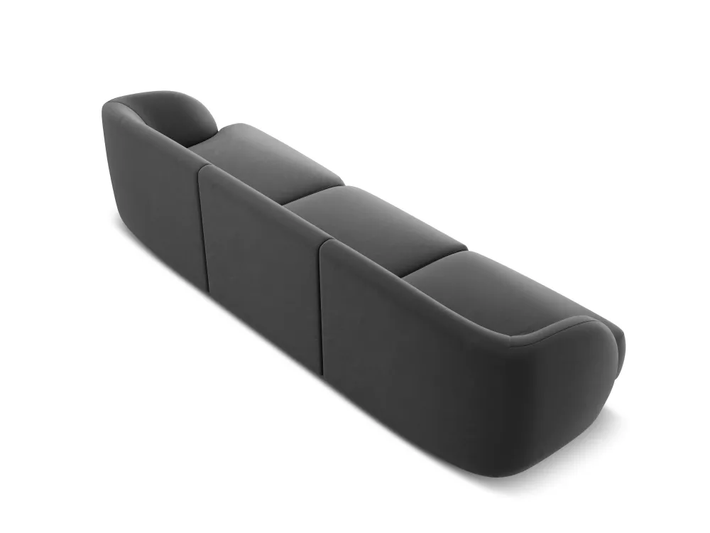 Sofa sametová 3-místná MILEY tmavě šedá