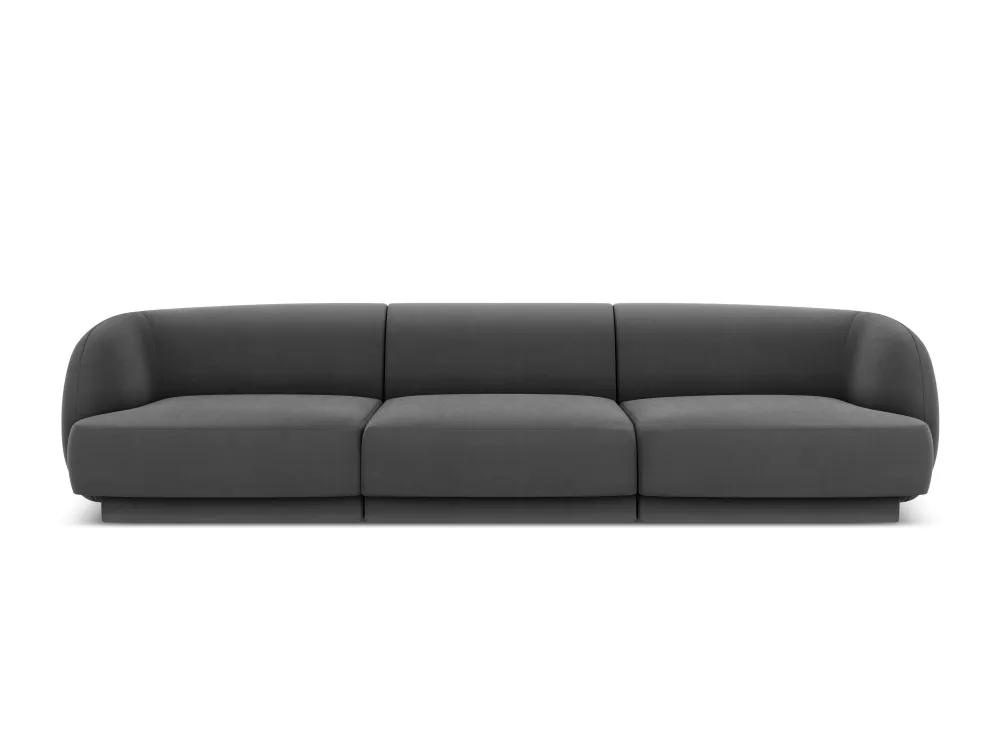 Sofa sametová 3-místná MILEY tmavě šedá